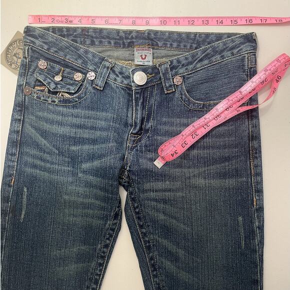 True Religion Cotton Joey Flare Low Rise Jeans Y2K Dark Wash Women's 31x34 NEW - Picture 6 of 13